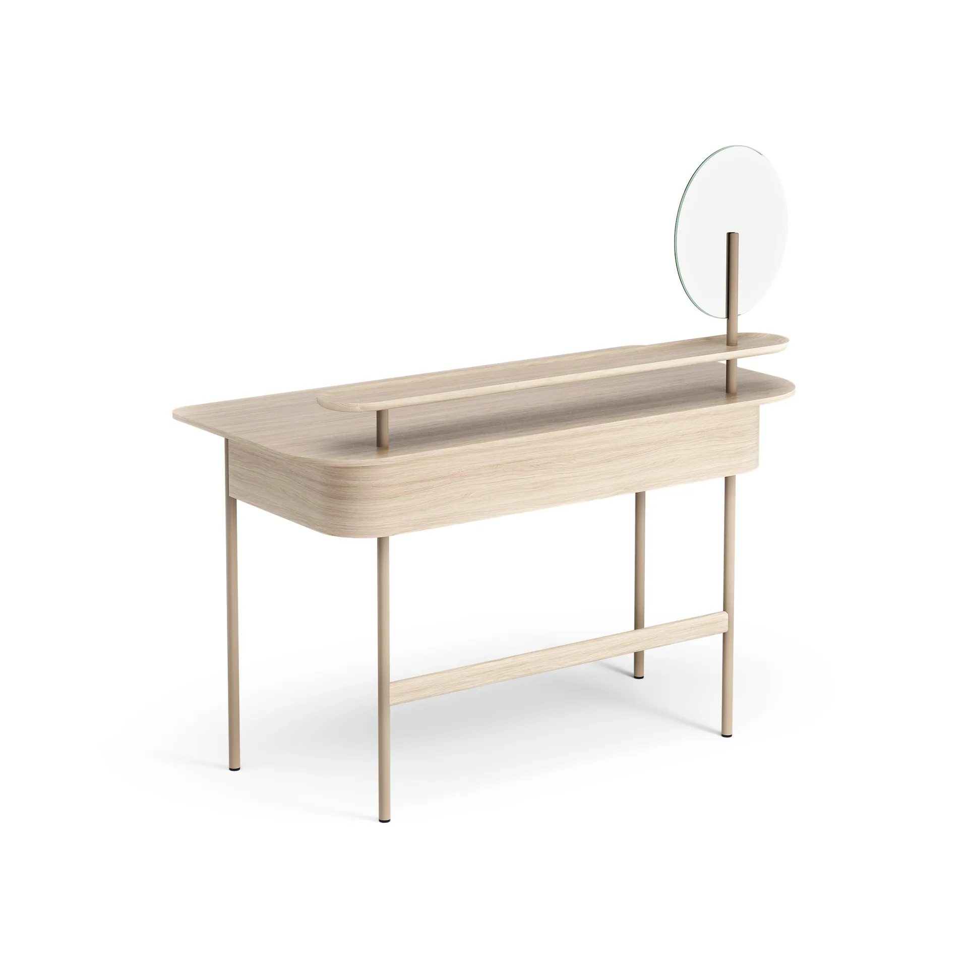 Luna bureau met plank en spiegel, Eikenhout wit gepigmenteerd Swedese