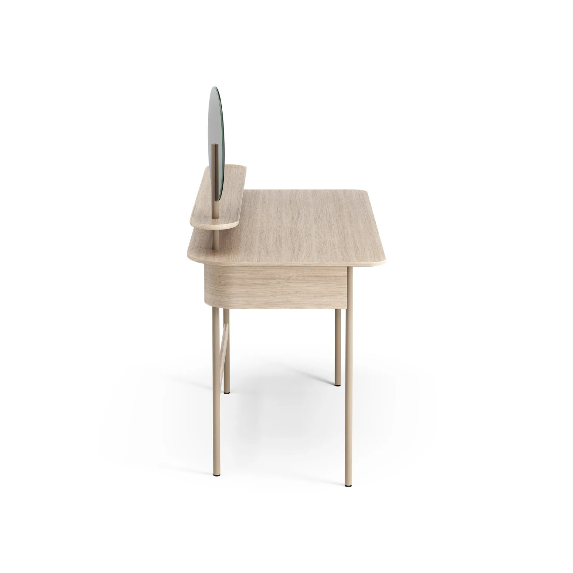 Luna bureau met plank en spiegel, Eikenhout wit gepigmenteerd Swedese