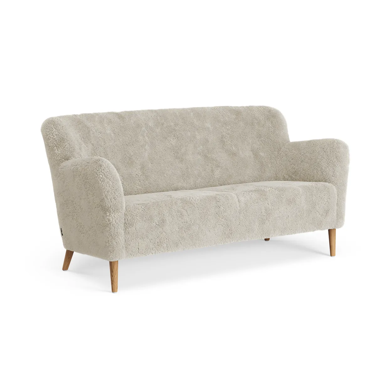 Swedese Nova 2-zits bank schapenvacht Moonlight-geolied eiken