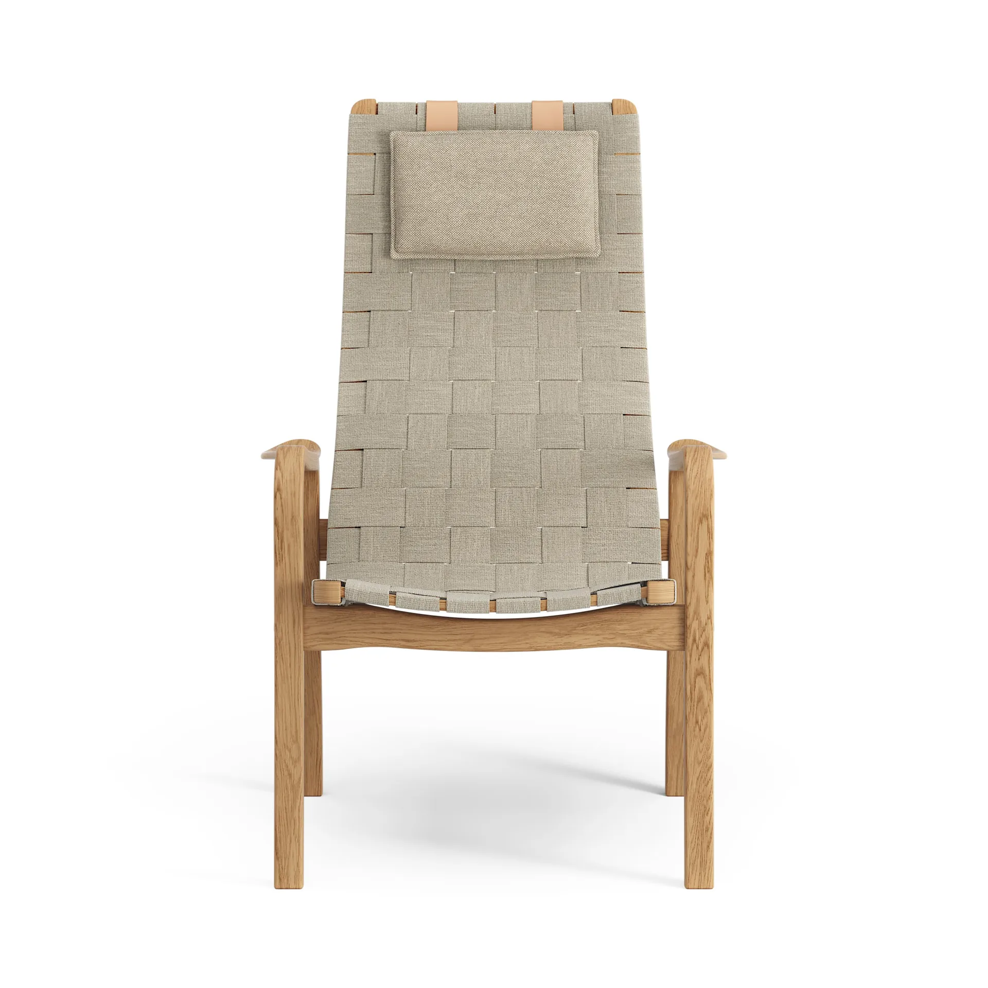 Primo fauteuil hoog met nekkussen geolied eikenhout, Natuur Swedese