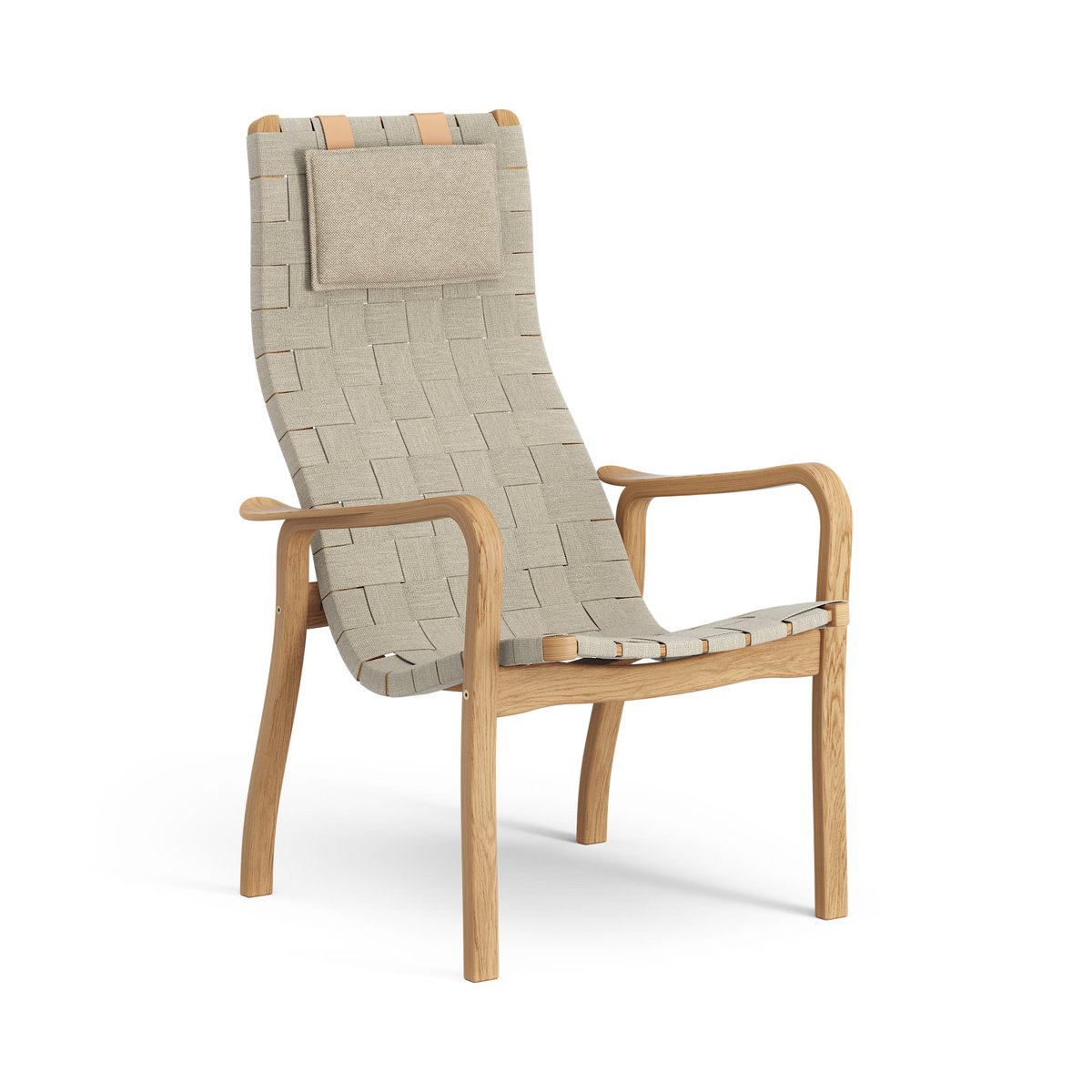 Swedese Primo fauteuil hoog met nekkussen geolied eikenhout Natuur