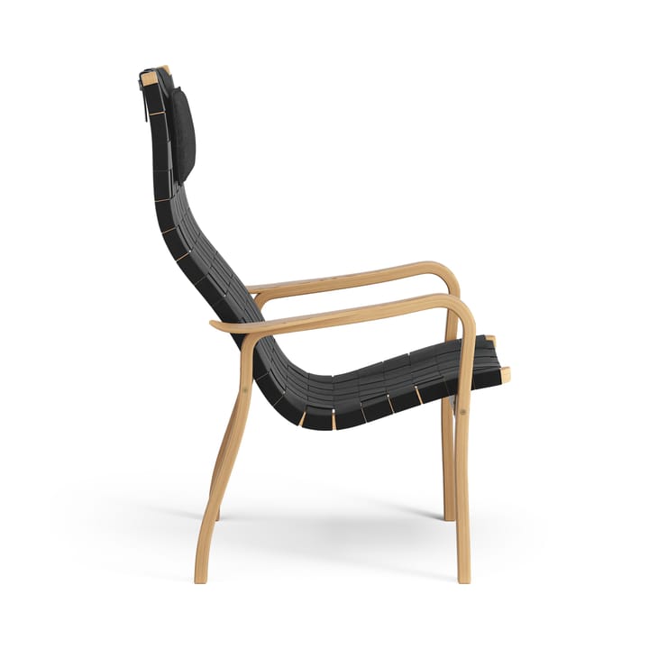 Primo fauteuil hoog met nekkussen geolied eikenhout, zwart Swedese