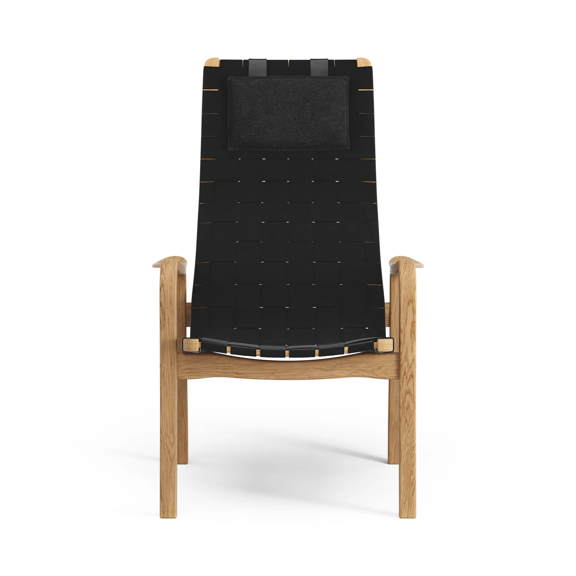 Primo fauteuil hoog met nekkussen geolied eikenhout, zwart Swedese