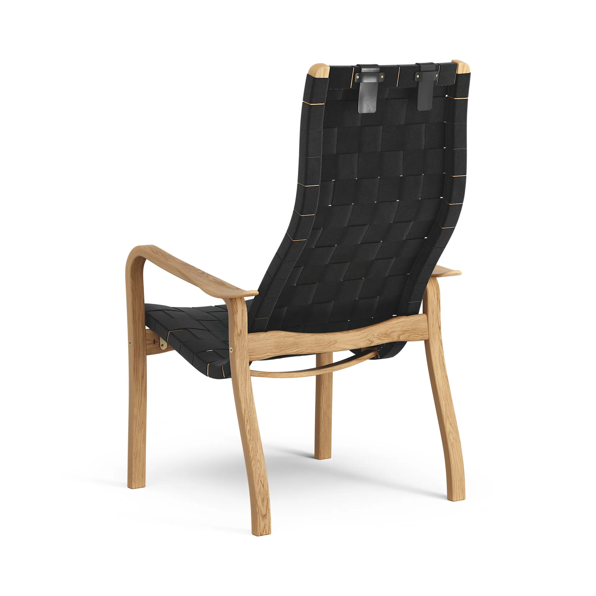 Primo fauteuil hoog met nekkussen geolied eikenhout, zwart Swedese