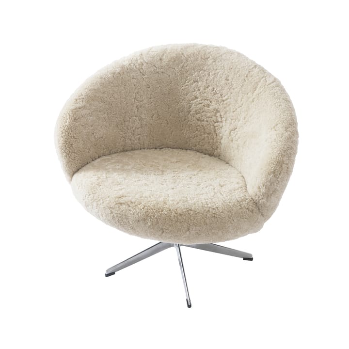 Rondino fauteuil, schapenvacht moonlight, gepolijst aluminium Swedese