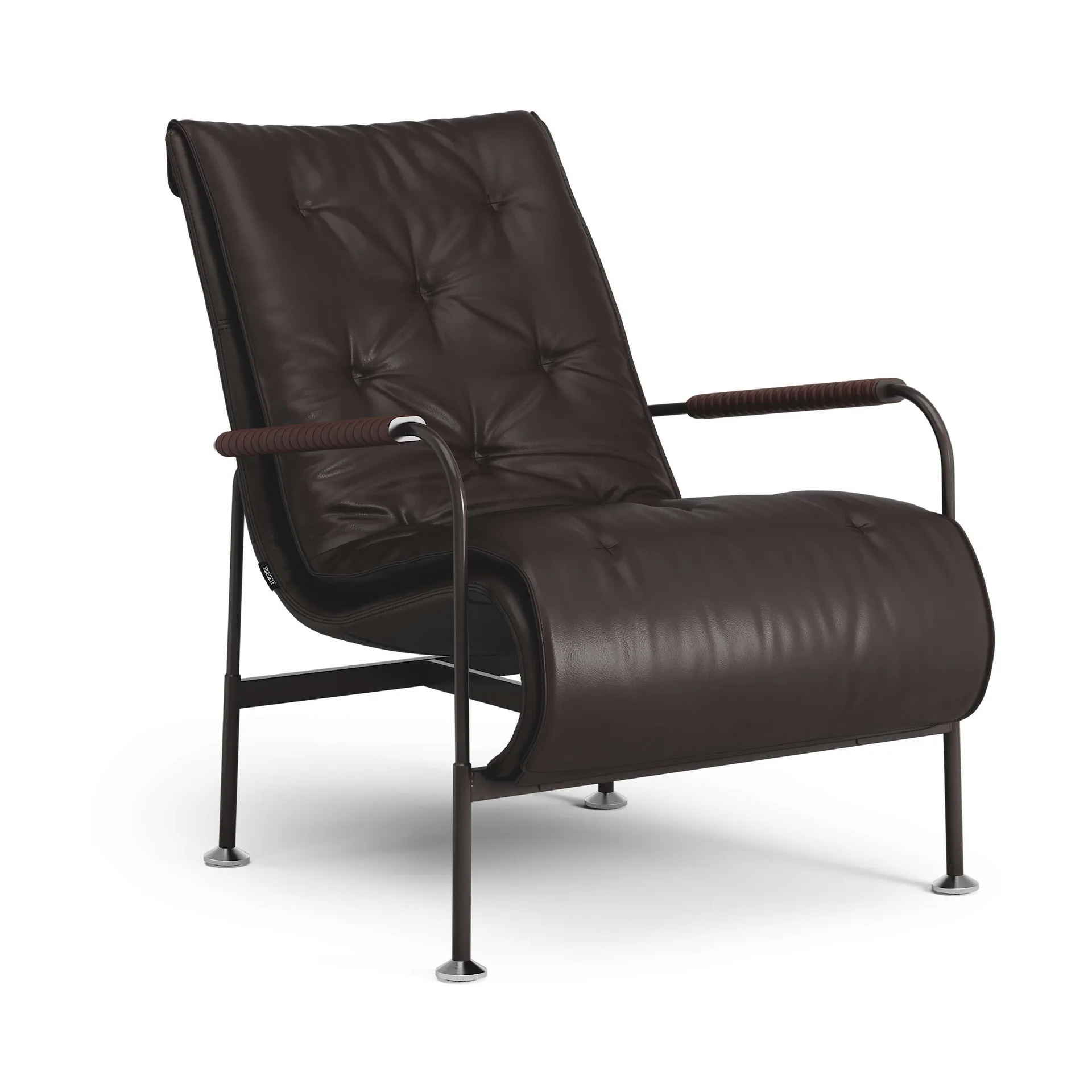 Serpentine fauteuil, Leer Elmo Soft donkerbruin-Tärnsjö Tobacco Swedese