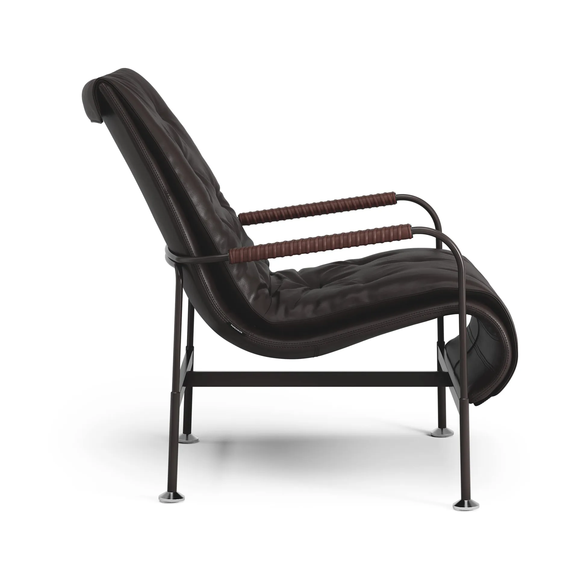 Serpentine fauteuil, Leer Elmo Soft donkerbruin-Tärnsjö Tobacco Swedese