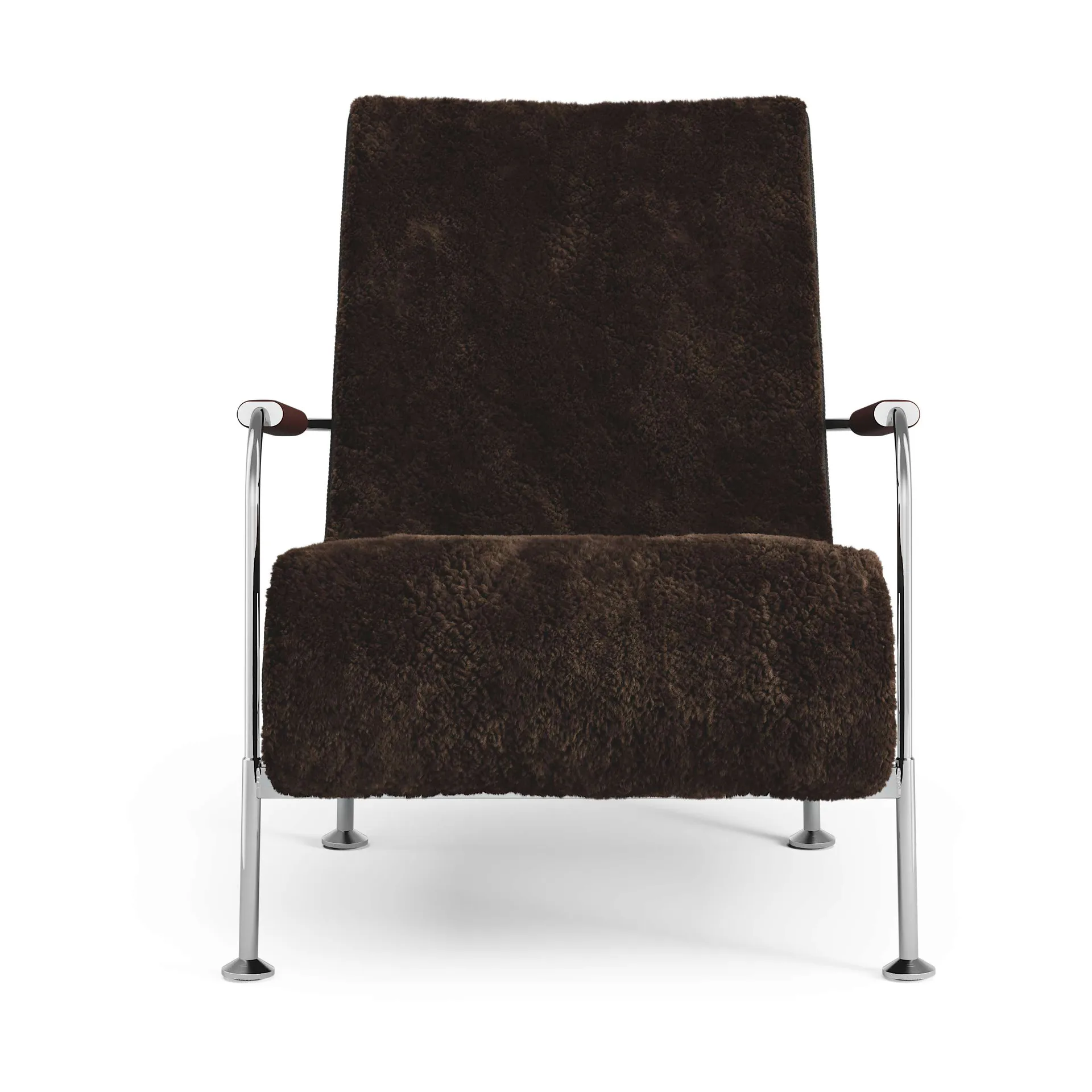 Serpentine fauteuil, Schapenvacht Espresso-chroom-Tärnsjö Tobacco Swedese