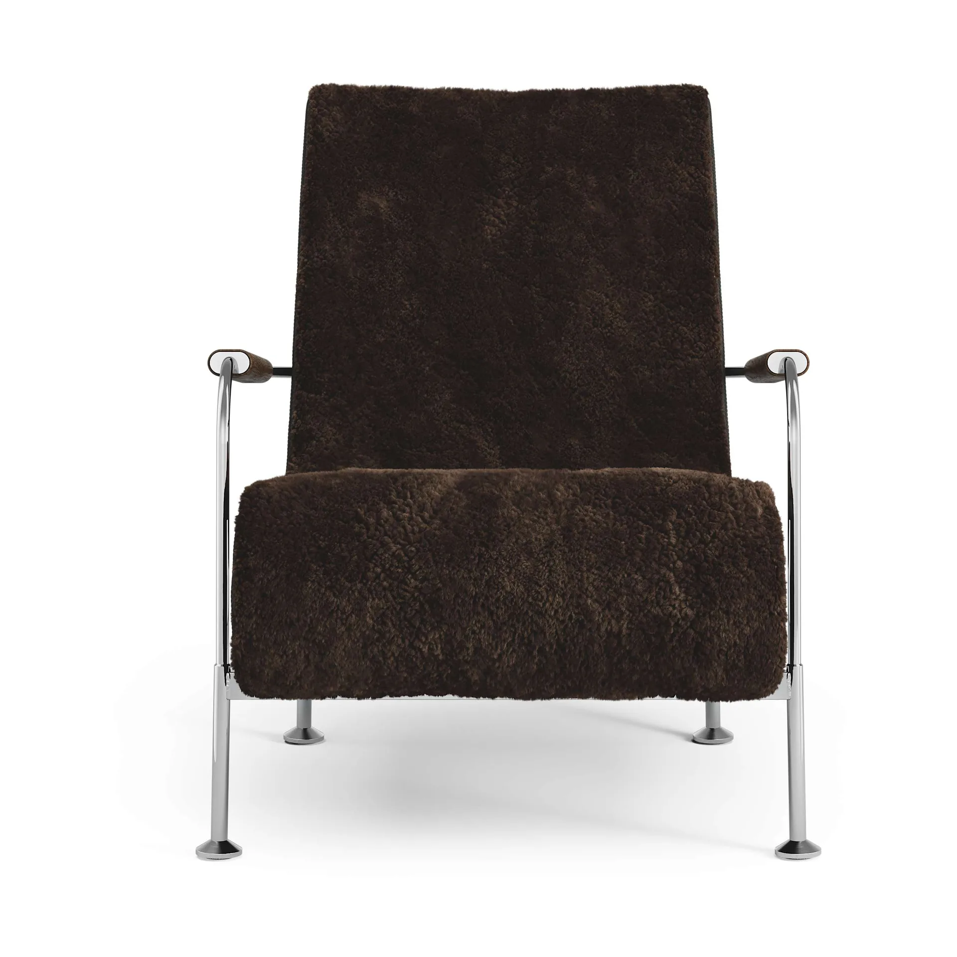 Serpentine fauteuil, Schapenvacht Espresso-chroom Swedese