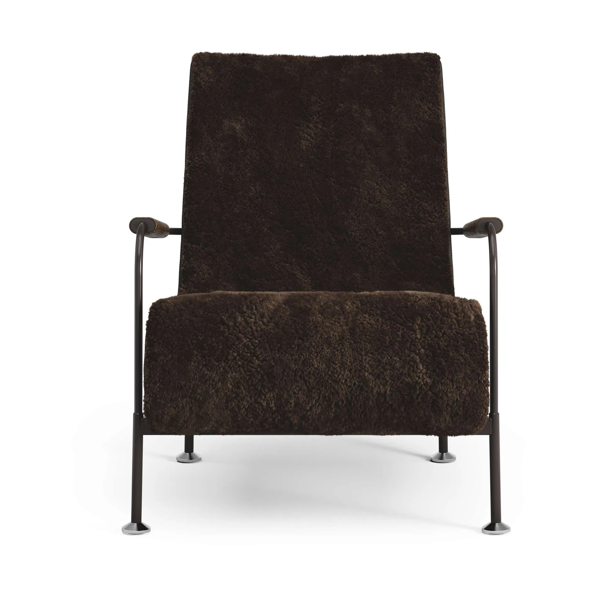 Serpentine fauteuil, Schapenvacht Espresso-donkerbruin Swedese