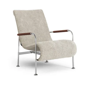 Serpentine fauteuil - Schapenvacht Moonlight-chroom-Tärnsjö Cognac - Swedese
