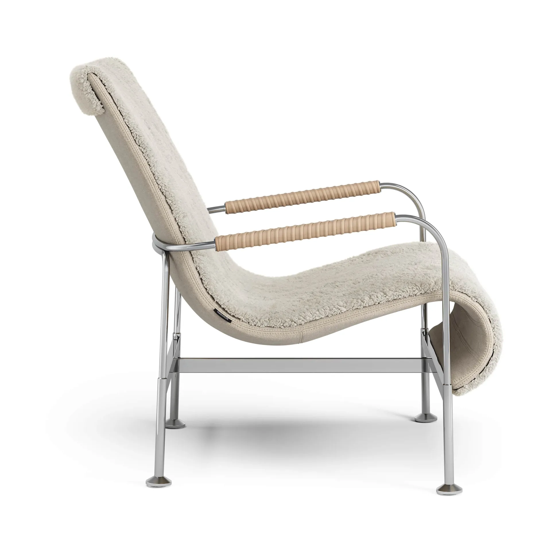 Serpentine fauteuil, Schapenvacht Moonlight-chroom-Tärnsjö Nature Swedese