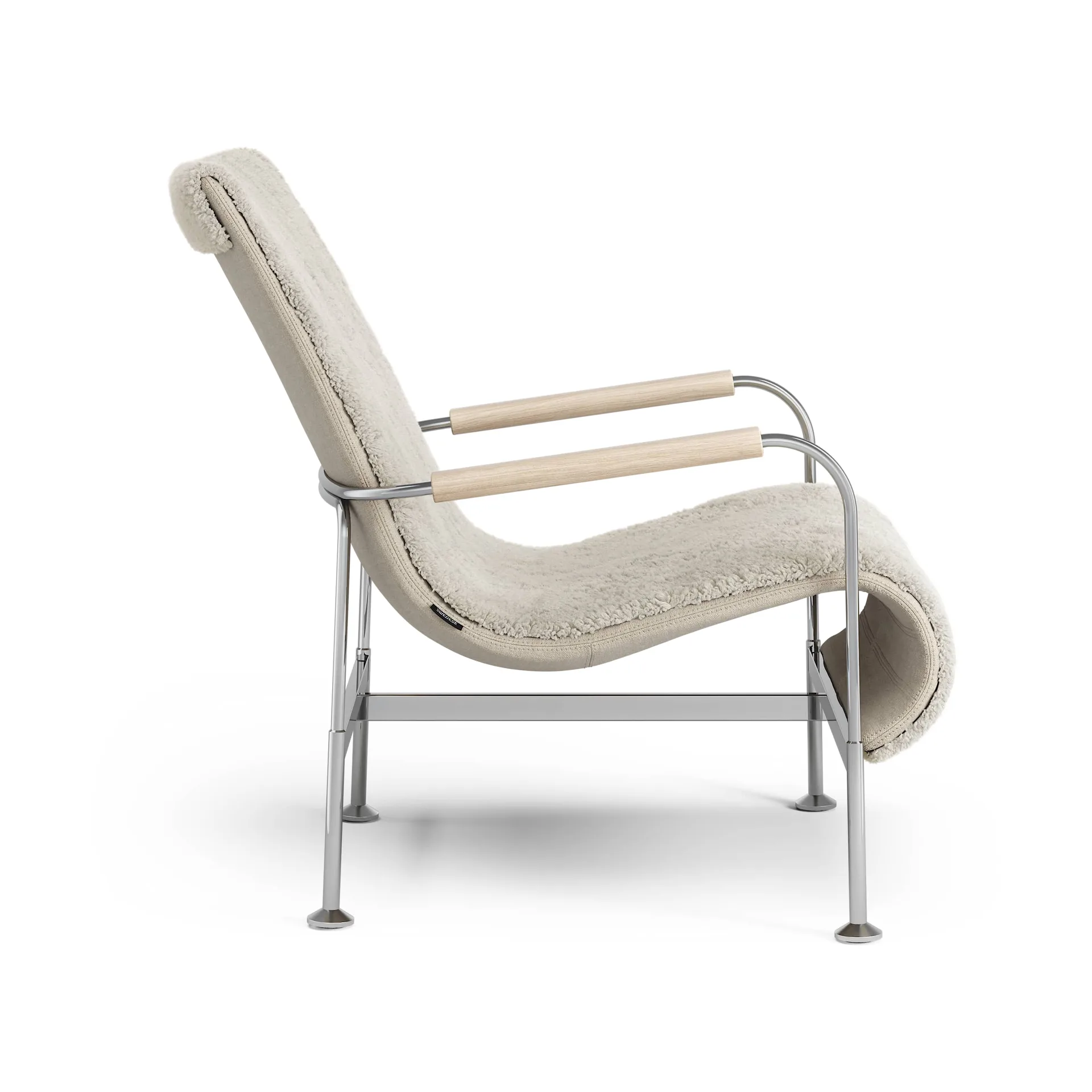 Serpentine fauteuil, Schapenvacht Moonlight-chroom Swedese