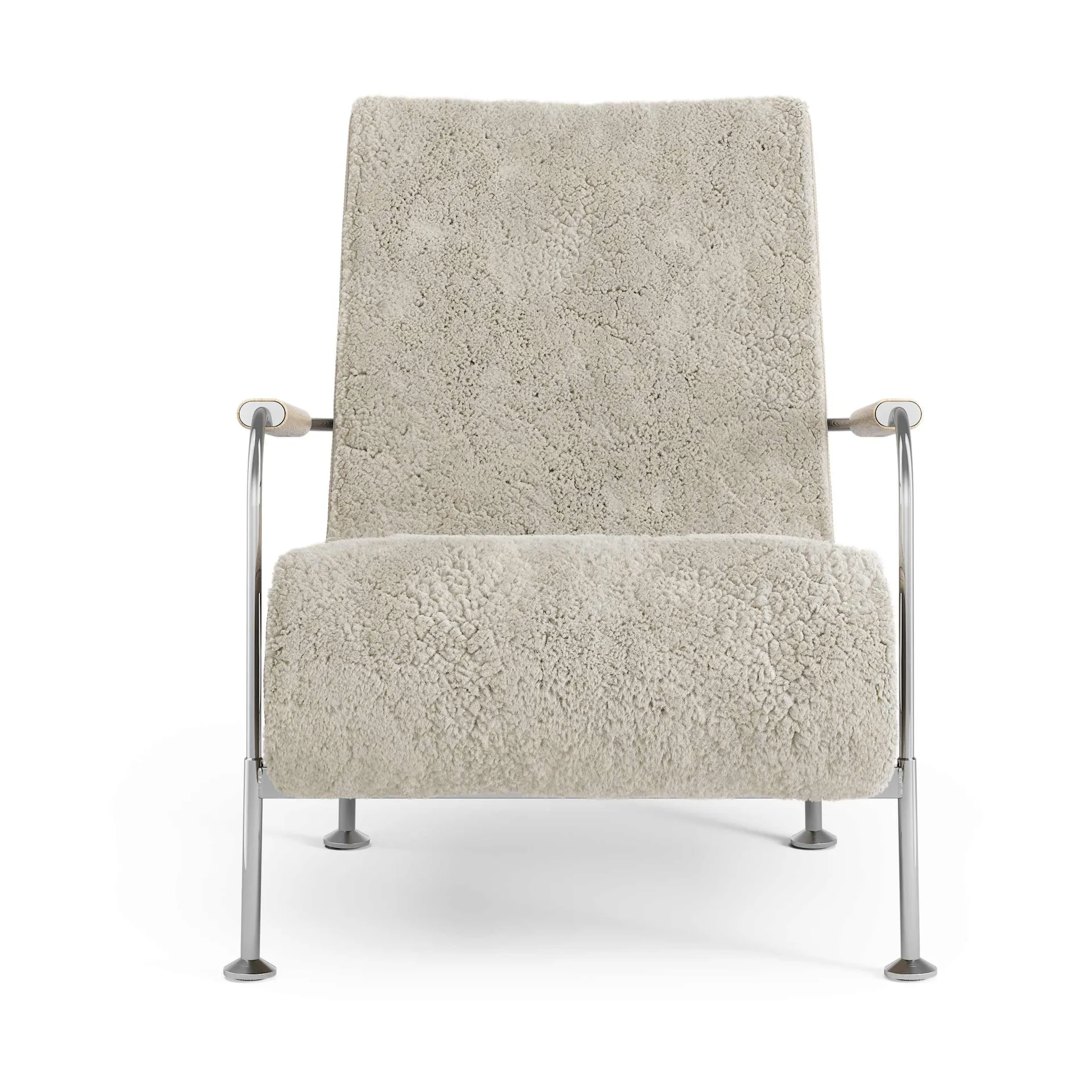 Serpentine fauteuil, Schapenvacht Moonlight-chroom Swedese