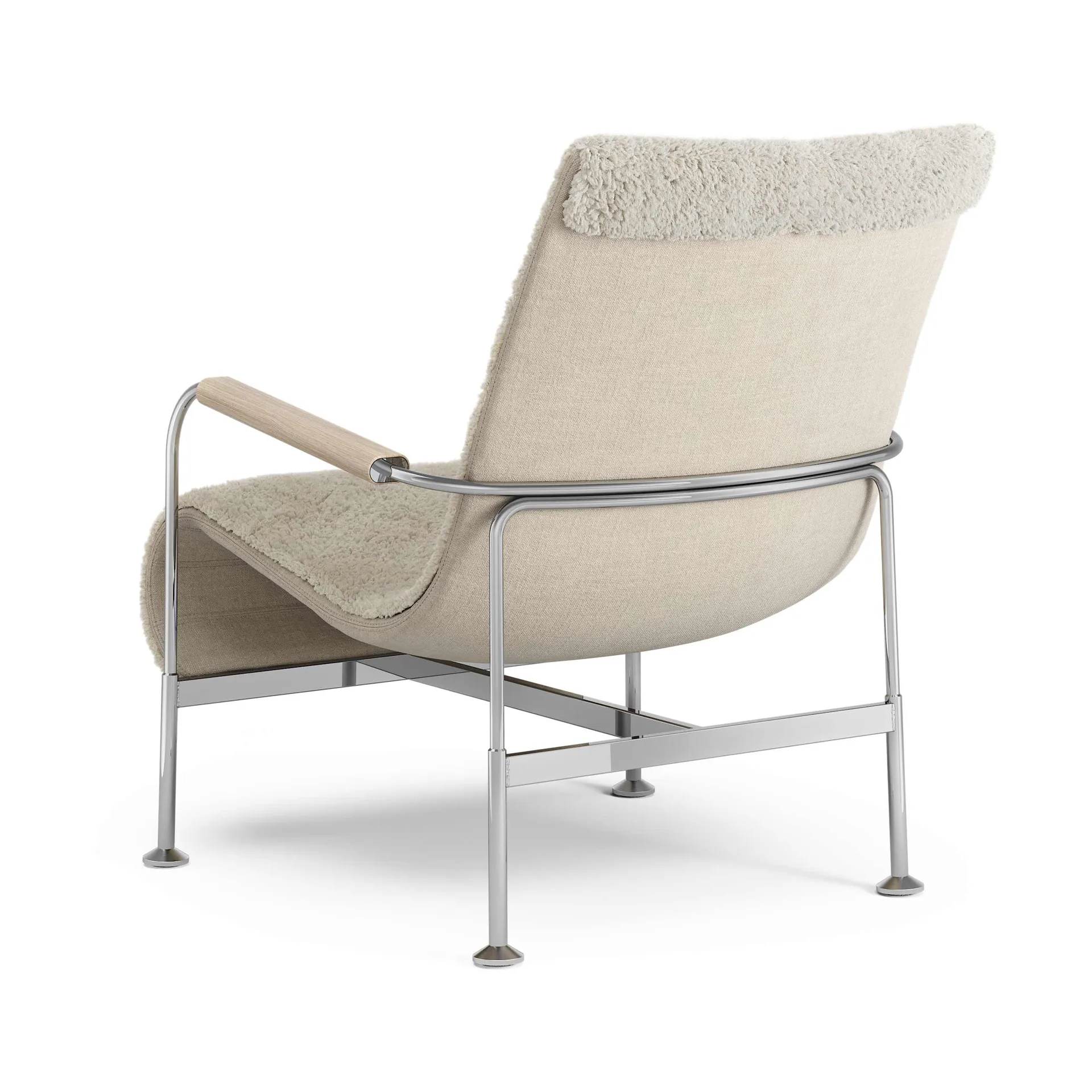 Serpentine fauteuil, Schapenvacht Moonlight-chroom Swedese