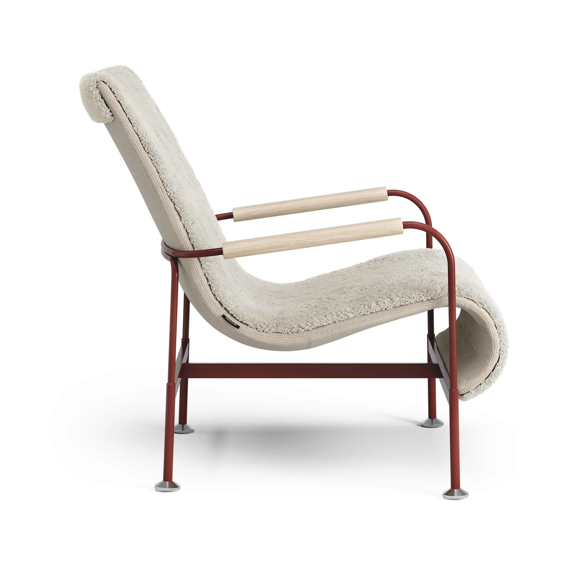 Serpentine fauteuil, Schapenvacht Moonlight-rood Swedese