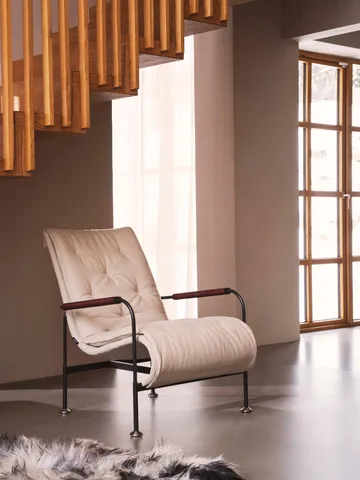 Serpentine fauteuil - Stof Romo Linara Rye-nutmeg-Tärnsjö Cognac - Swedese