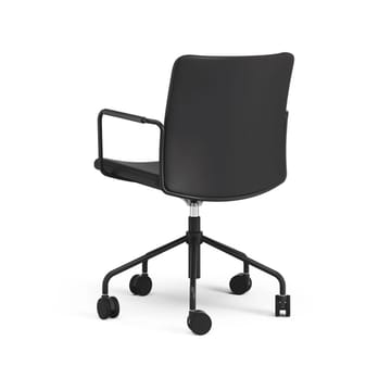 Stella bureaustoel kan omhoog/omlaag zonder te kantelen - leer elmosoft 99999 zwart, zwart onderstel, veerkrachtige rugleuning - Swedese
