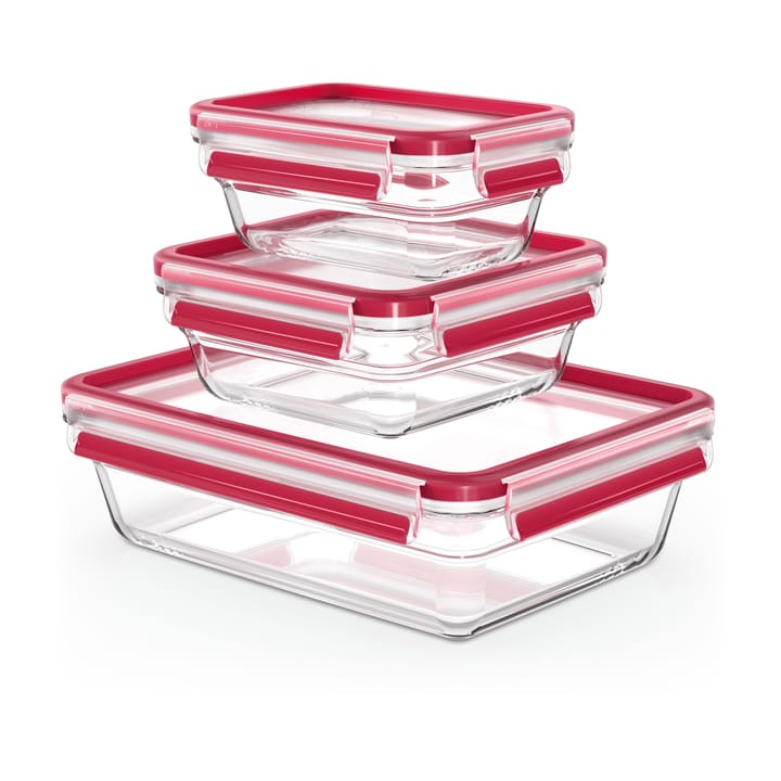 MasterSeal Glas lunchtrommel 3-pack - Rood - Tefal