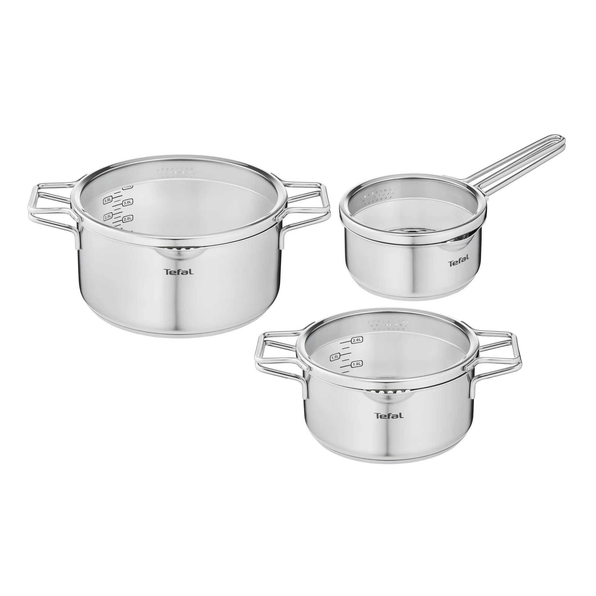 Nordica steelpannenset 6-delig, Roestvrij staal Tefal