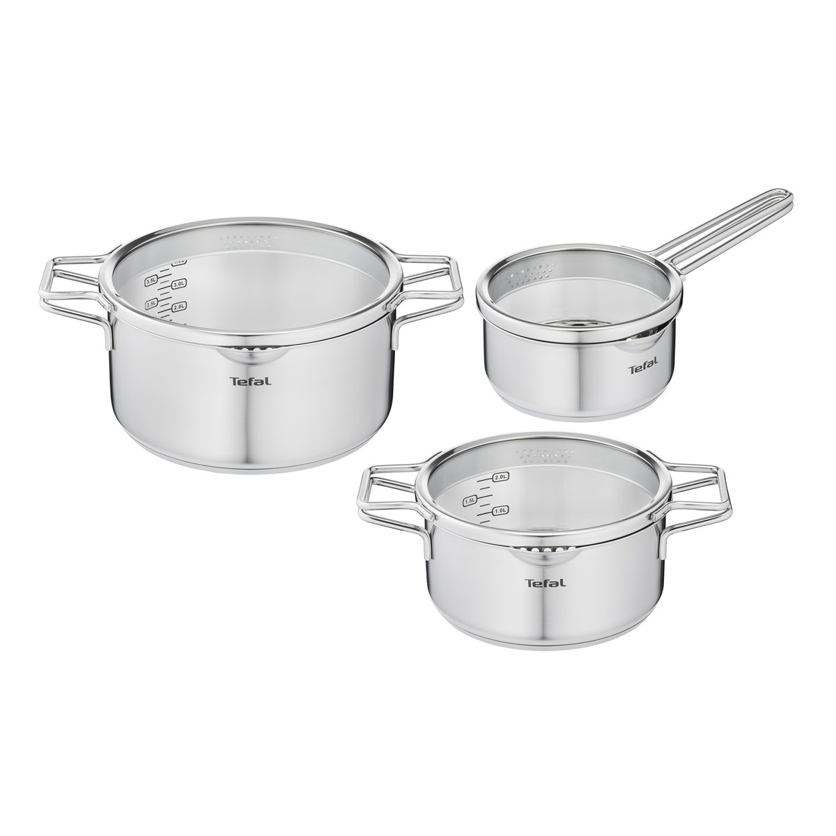 Tefal Nordica steelpannenset 6-delig Roestvrij staal