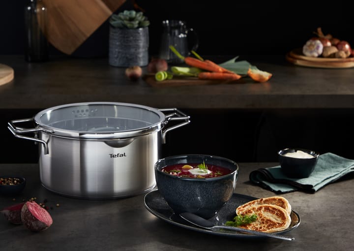 Nordica steelpannenset 6-delig, Roestvrij staal Tefal