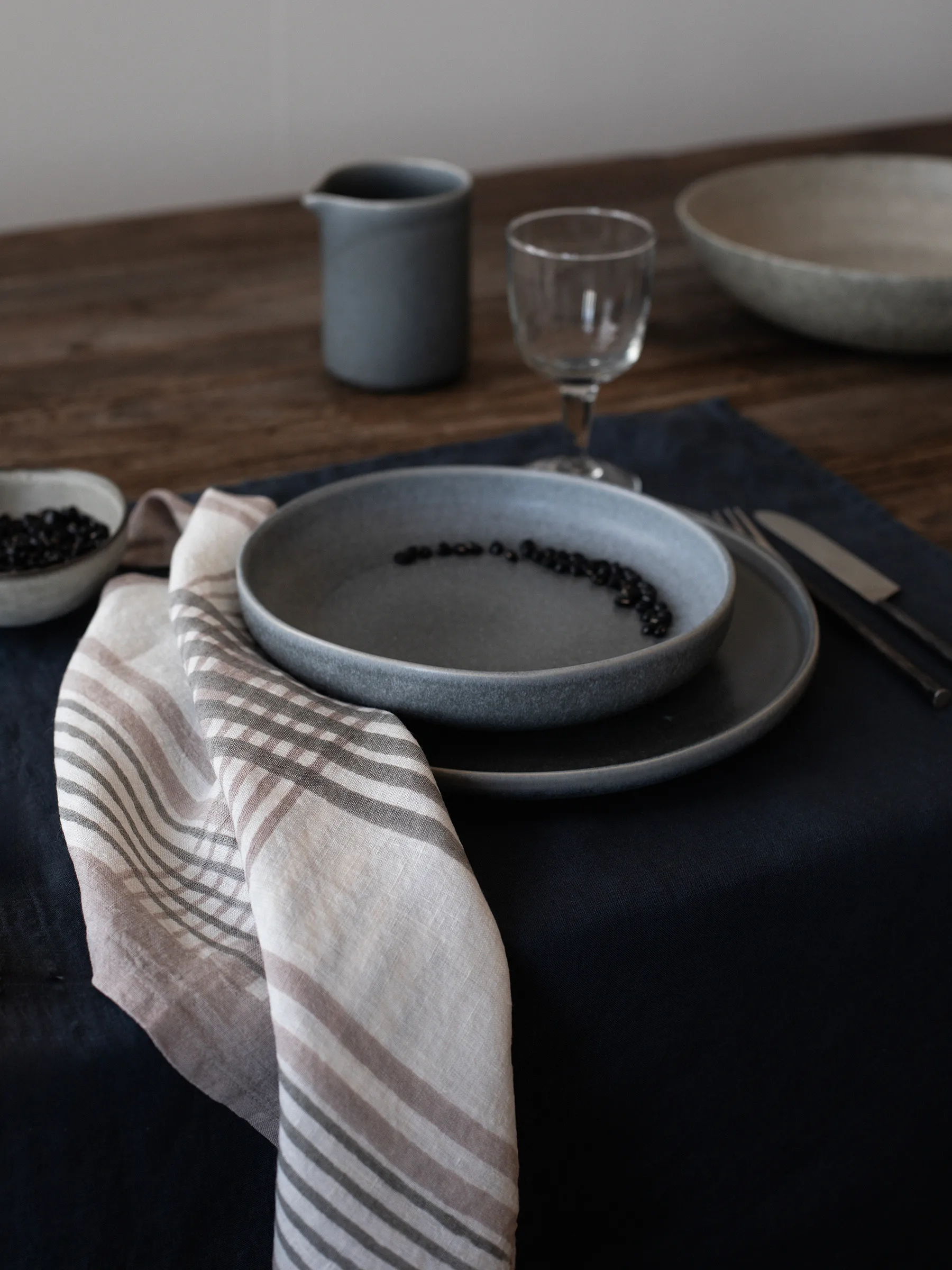 Ella servet 50x50 cm, Grey checkered Tell Me More