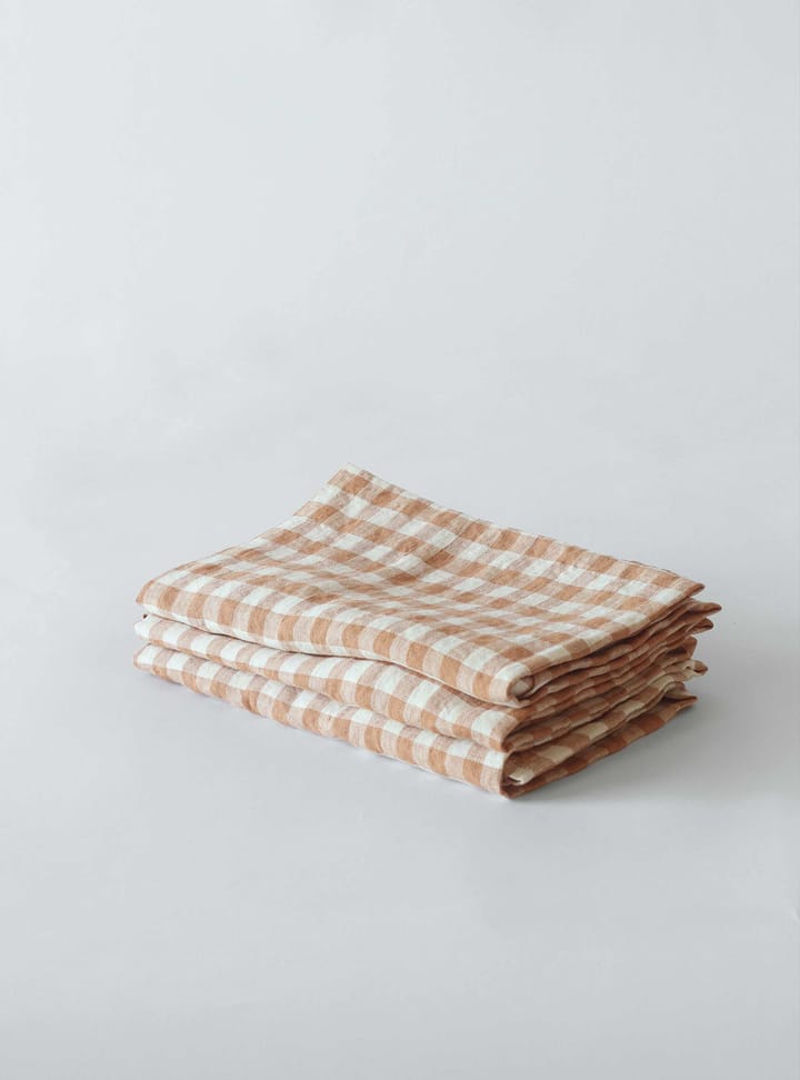 Gingham geruit linnen servet 45x45 cm - Biscuit - Tell Me More