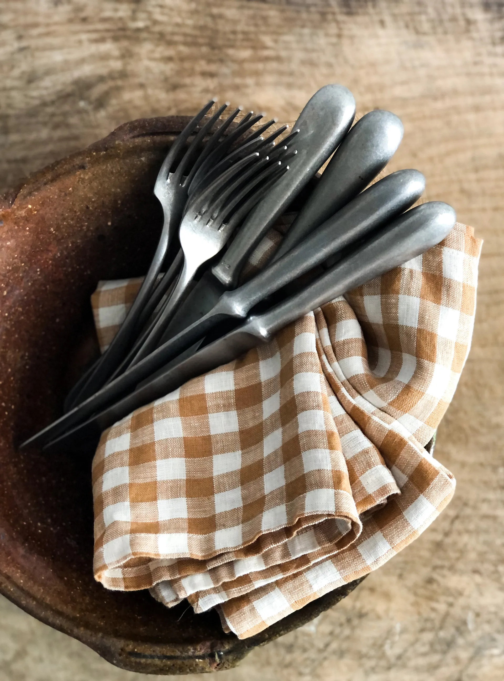 Gingham geruit linnen servet 45x45 cm, Biscuit Tell Me More