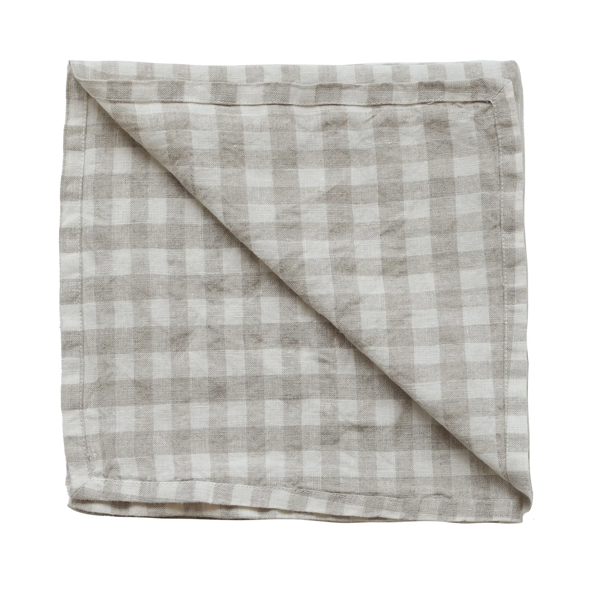 Gingham geruit linnen servet 45x45 cm, Natural Tell Me More