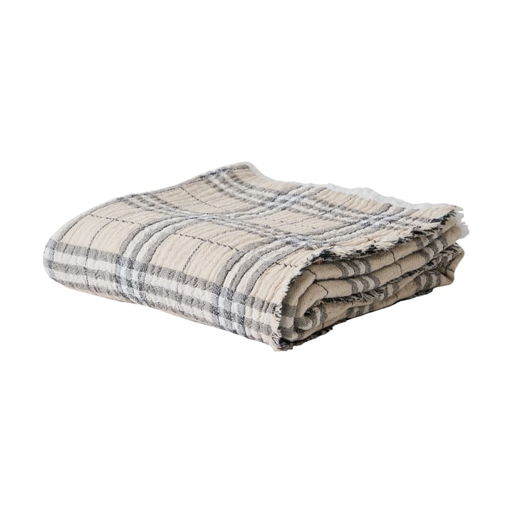 Milton katoenen plaid 140x200 cm - Beige-wit-donkergrijs - Tell Me More