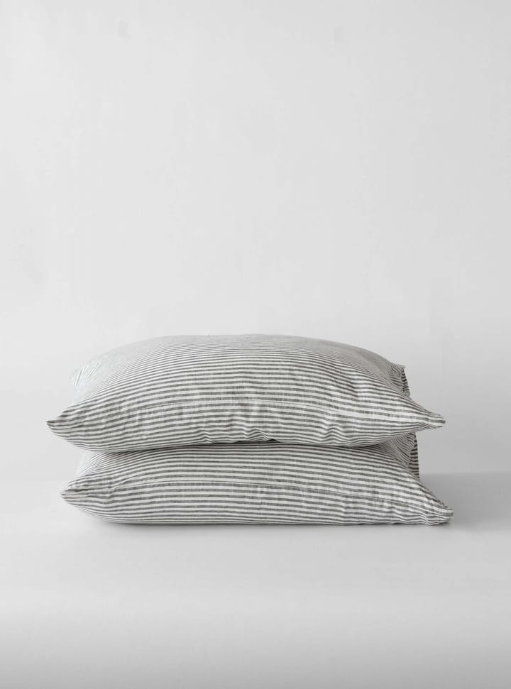 Stonewashed linen kussensloop 50x70 cm 2-pack, Grey-white Tell Me More