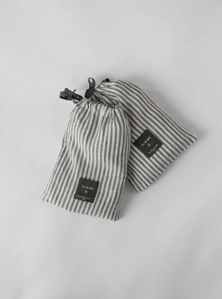 Stonewashed linen kussensloop 50x70 cm 2-pack, Grey-white Tell Me More