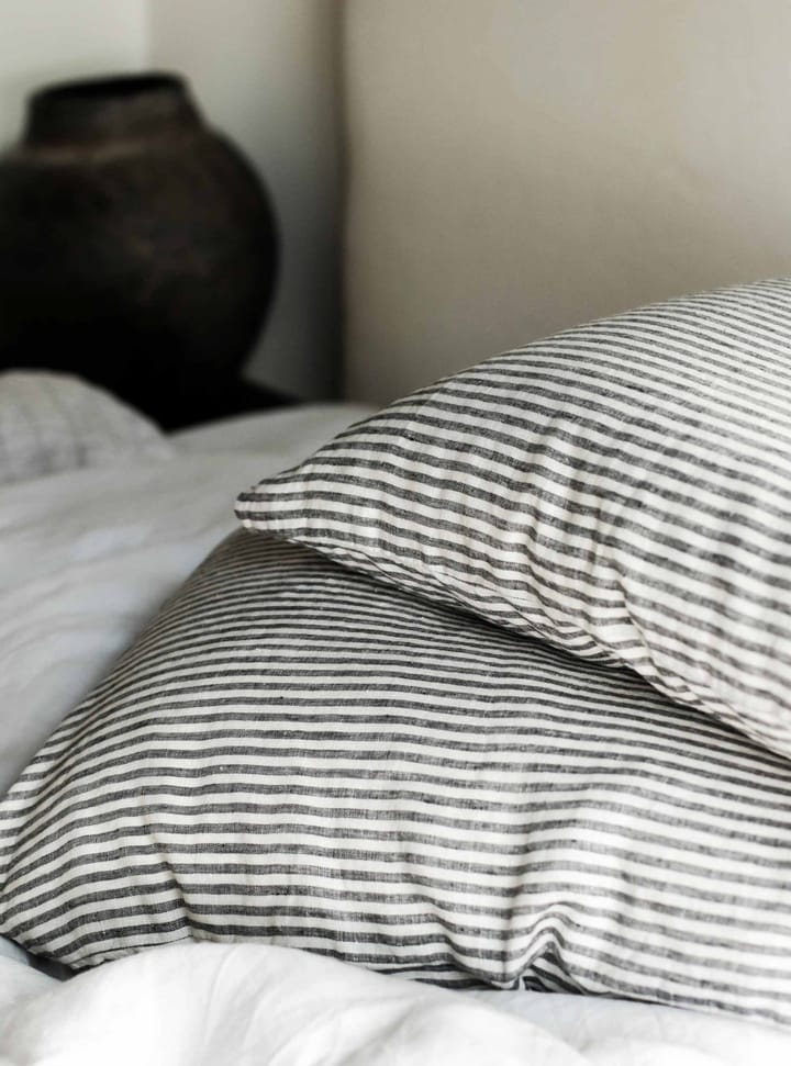 Stonewashed linen kussensloop 50x70 cm 2-pack, Grey-white Tell Me More