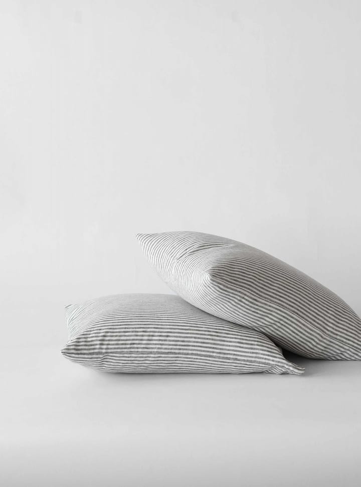 Stonewashed linnen kussensloop 50x60 cm 2-pack, Grey-white Tell Me More