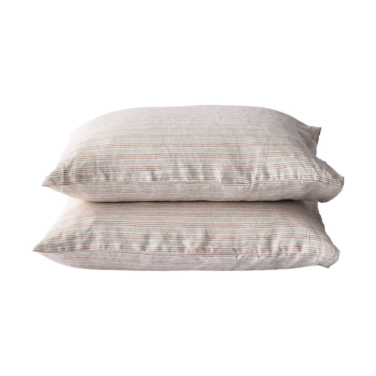 Tell Me More Stonewashed linnen kussensloop 50x60 cm 2-pack Hazelnoot streep
