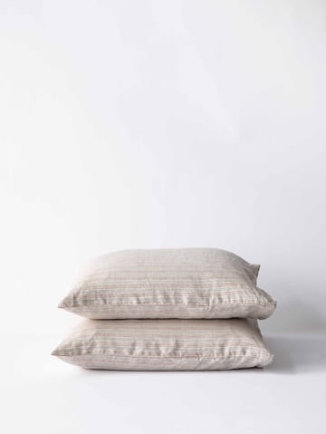 Stonewashed linnen kussensloop 50x60 cm 2-pack - Hazelnoot streep - Tell Me More