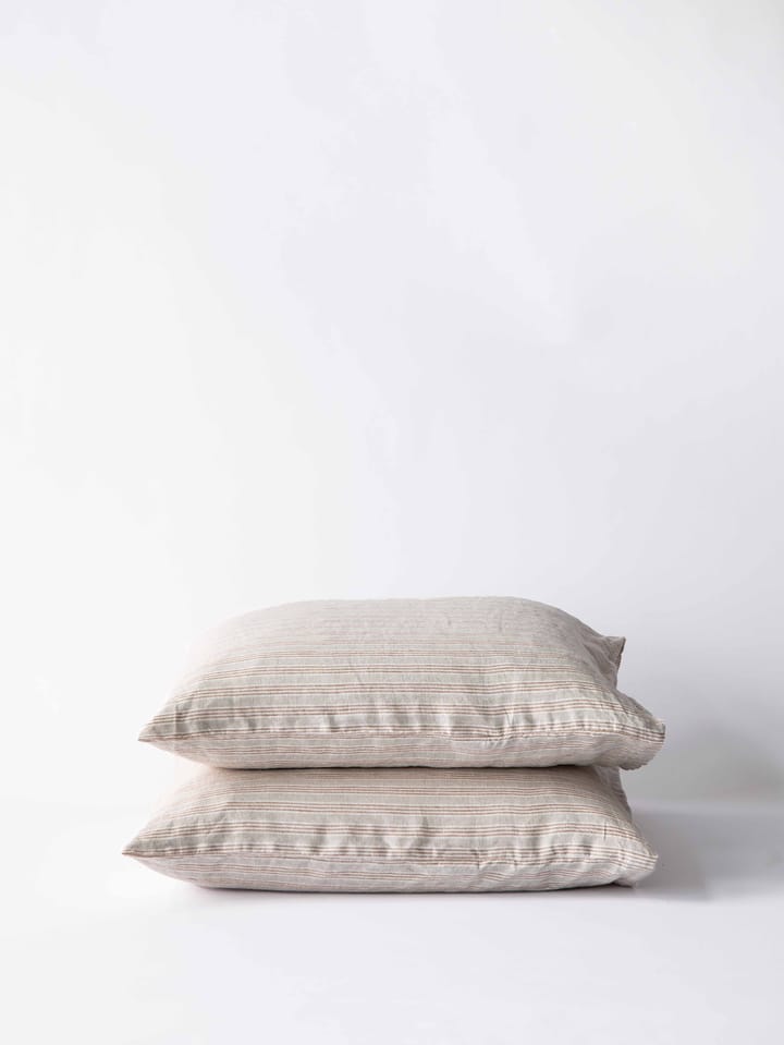 Stonewashed linnen kussensloop 50x60 cm 2-pack, Hazelnoot streep Tell Me More