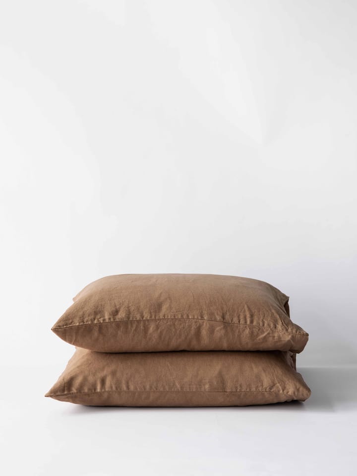 Stonewashed linnen kussensloop 50x60 cm 2-pack, Hazelnoot Tell Me More