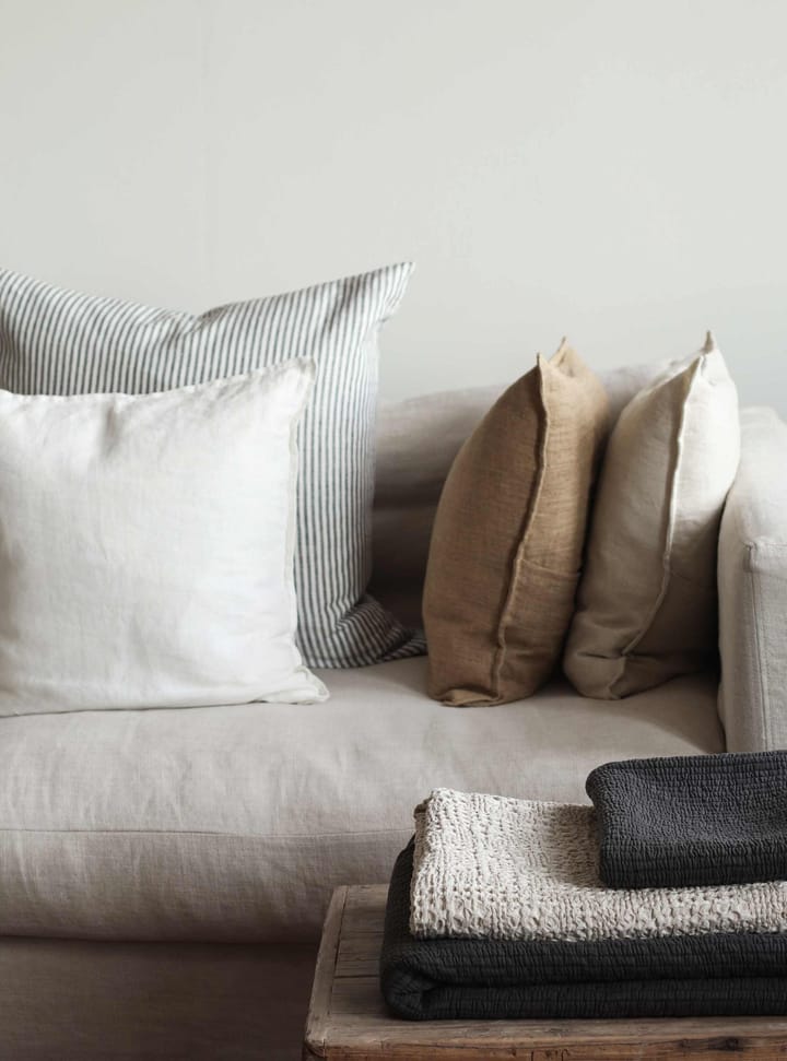 Stonewashed linnen kussensloop 65x65 cm, Grey-white Tell Me More