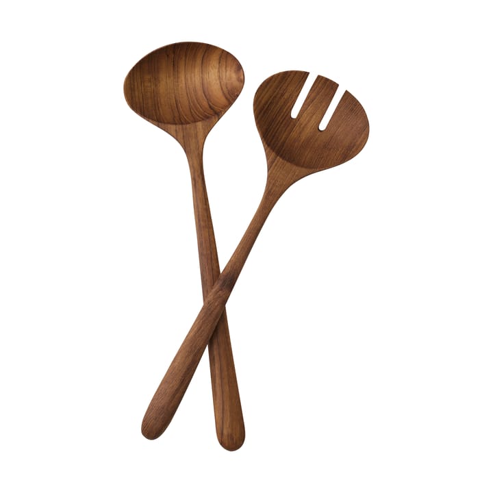 Teak saladebestek 2-delig - Bruin - Tell Me More