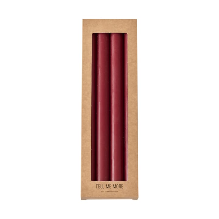Tell Me More diner stearinkaars 28 cm 4-pack - Donkerrood - Tell Me More