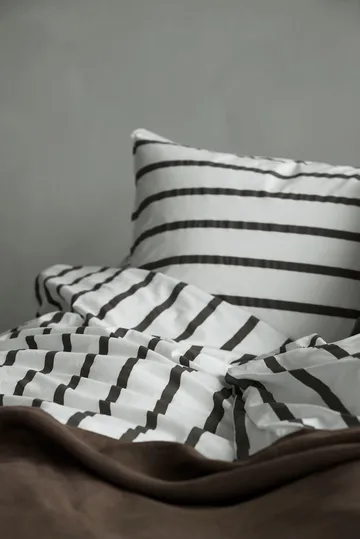 Tell Me More gestreept dekbedovertrek katoen - Taupe, 220x220 cm - Tell Me More