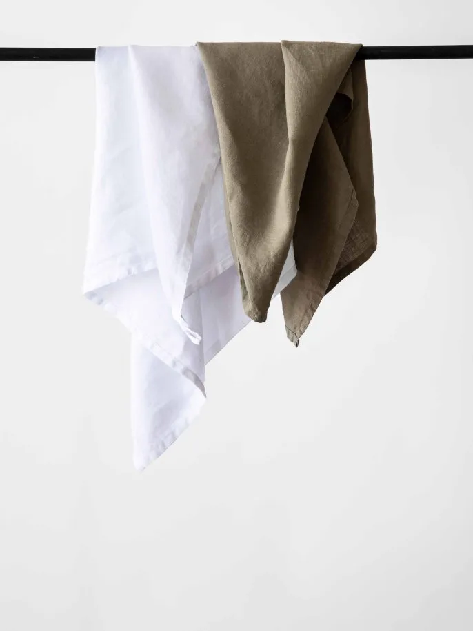 Tell me more linnen keukendoek 50x70 cm, Gebleekt wit Tell Me More