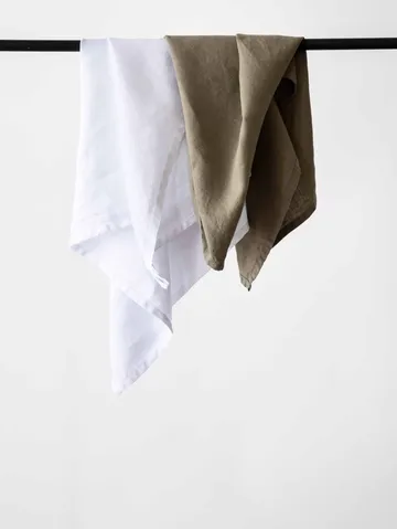Tell me more linnen keukendoek 50x70 cm - Gebleekt wit - Tell Me More