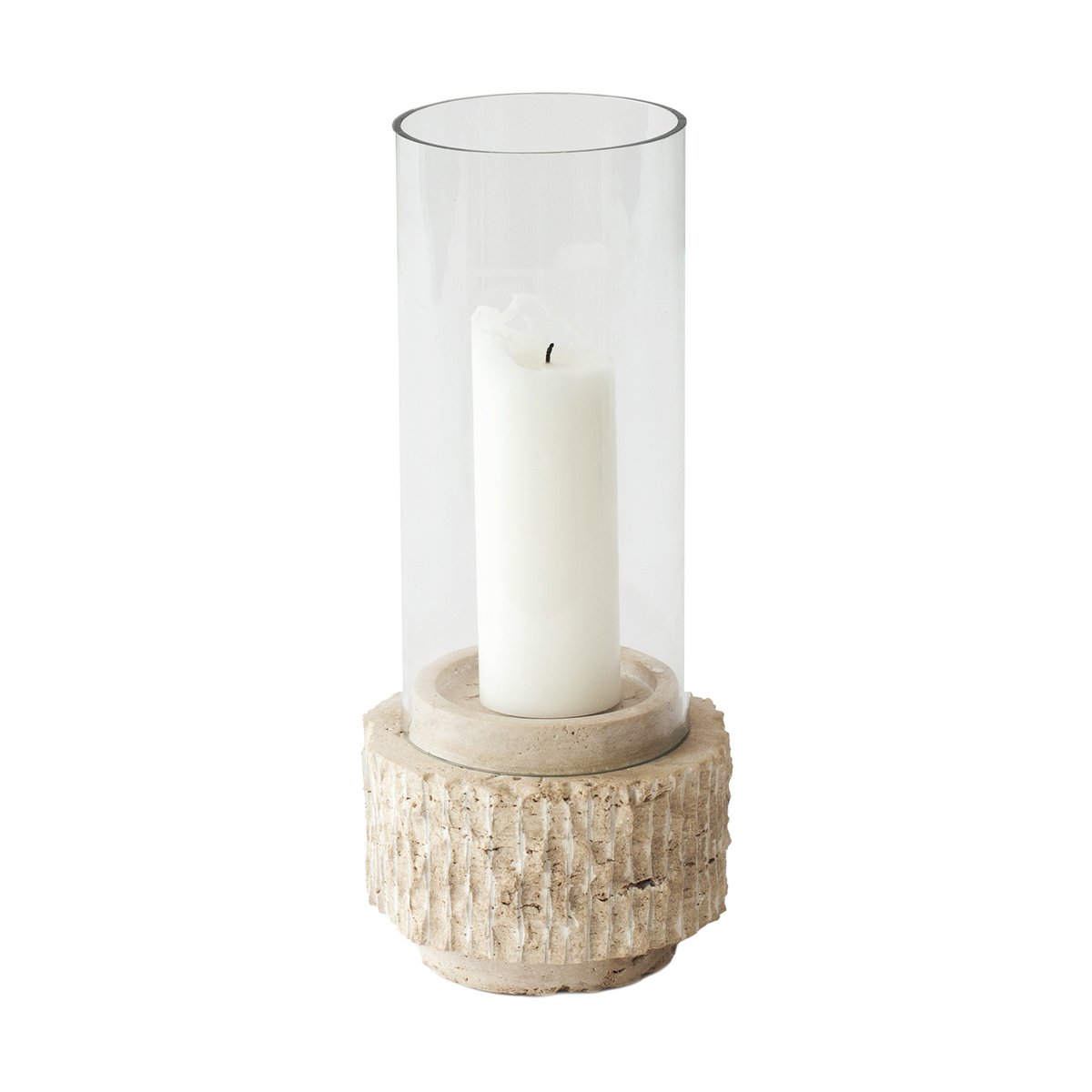 Tell Me More Travertijn kaarsenhouder 30 cm | Scandinavisch Interieur | Kaarsenhouders & kaarsenborden | Beige