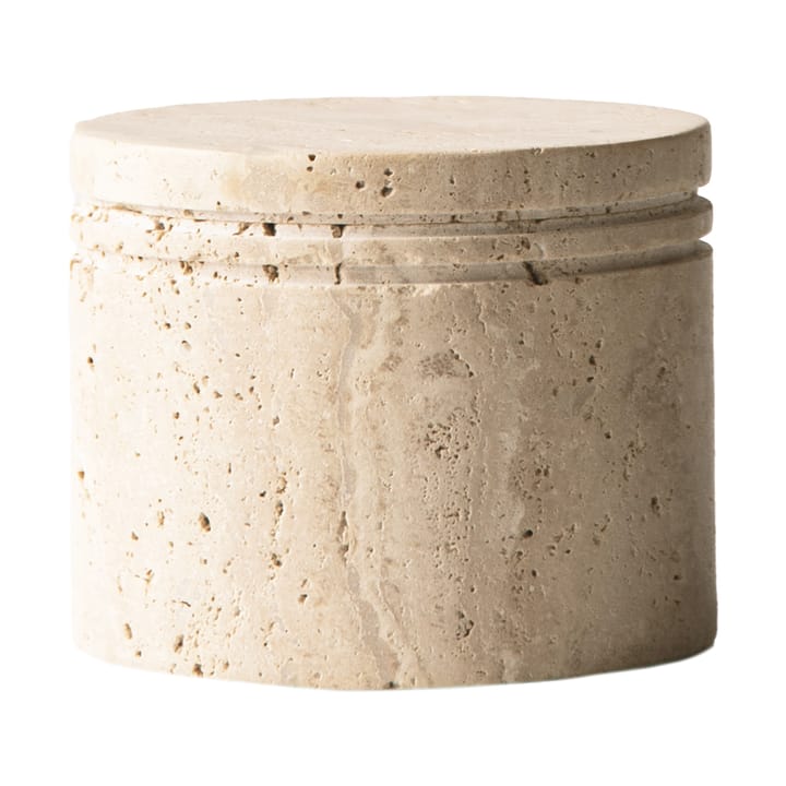 Travertijn pot met deksel, Ø13 cm Tell Me More