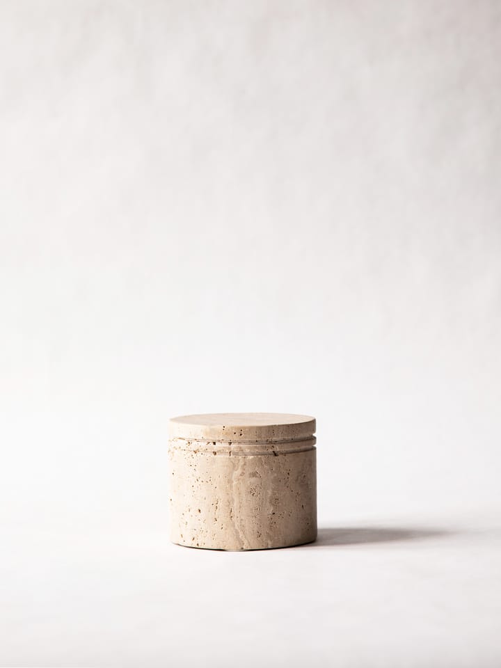 Travertijn pot met deksel, Ø13 cm Tell Me More