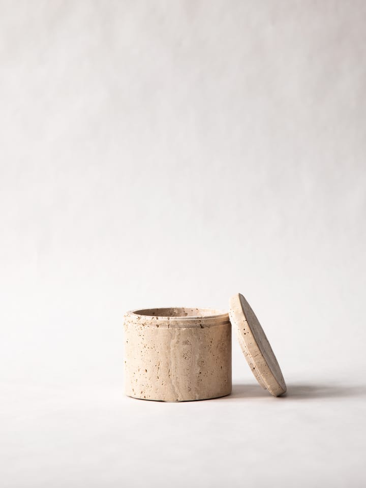 Travertijn pot met deksel, Ø13 cm Tell Me More
