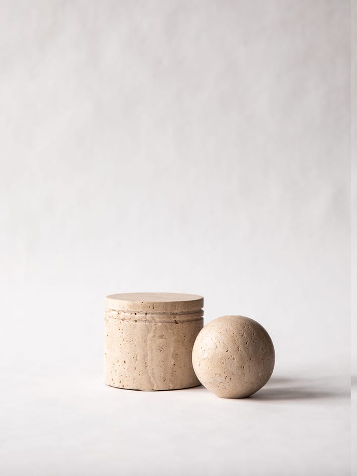 Travertijn pot met deksel, Ø13 cm Tell Me More
